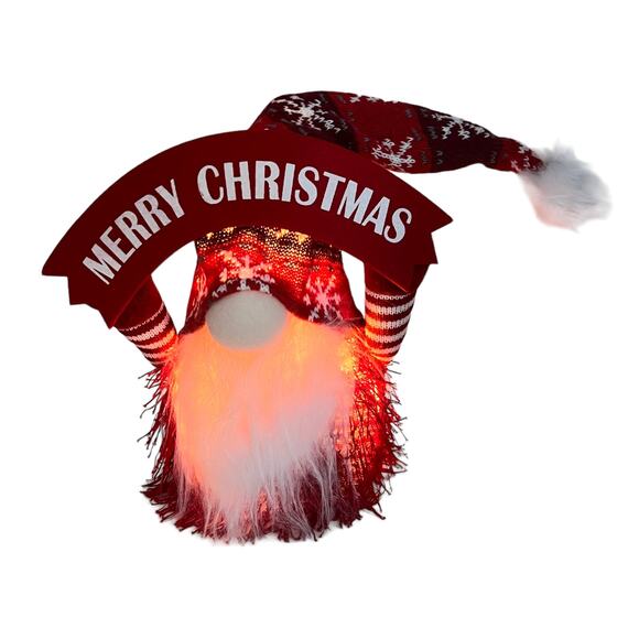 Merry Christmas Santa Gnome Lighted Sings Shakes Hat New In Box - Picture 16 of 16